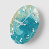 Ocean Blue Waves en Sandy Brown Fluid Art    Ronde Klok (Hoek)