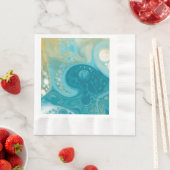 Ocean Blue Waves en Sandy Brown Fluid Art Servet (Insitu)