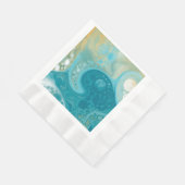 Ocean Blue Waves en Sandy Brown Fluid Art Servet (Hoek)