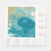 Ocean Blue Waves en Sandy Brown Fluid Art Servet (Voorkant)
