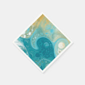 Ocean Blue Waves en Sandy Brown Fluid Art Servet (Hoek)