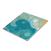 Ocean Blue Waves en Sandy Brown Fluid Art Tegeltje (Zijkant)