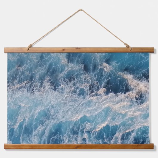 Ocean Blue Waves Hangend Wandkleed (Voorkant)