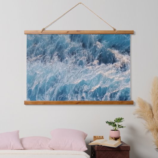Ocean Blue Waves Hangend Wandkleed (Slaapkamer)