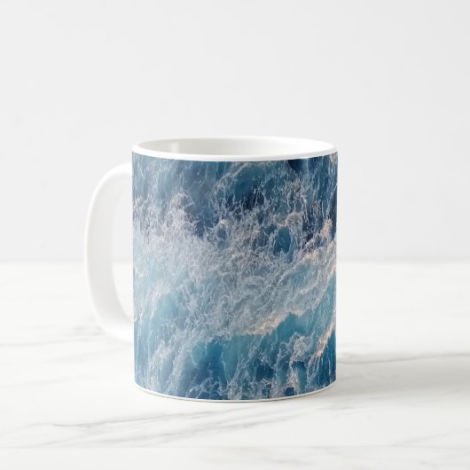 Ocean Blue Waves Koffiemok (Voorkant links)