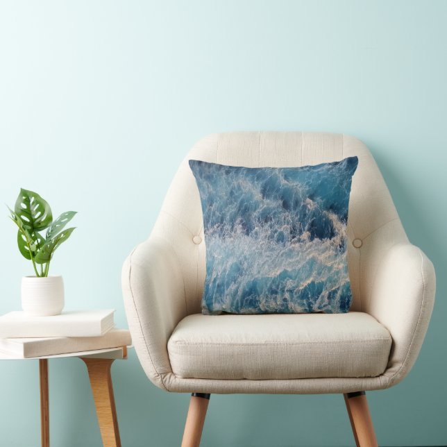 Ocean Blue Waves Kussen (Stoel)