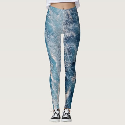 Ocean Blue Waves Leggings (Voorkant)
