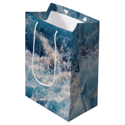 Ocean Blue Waves Medium Cadeauzakje (Voorkant Gekanteld)