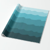 Ocean Blue Waves Minimale Beach Vibes Cadeaupapier (Uitgerold)