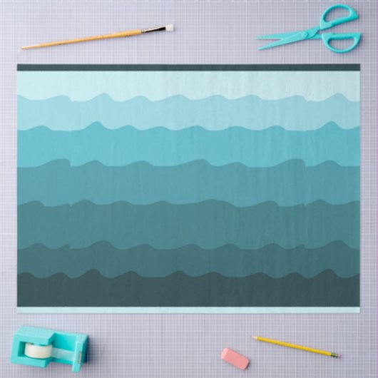Ocean Blue Waves Minimale Beach Vibes Decoupage Tissuepapier (Craft)