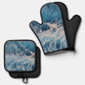 Ocean Blue Waves Ovenwant & Pannenlap Set (Voorkant / Achterkant)