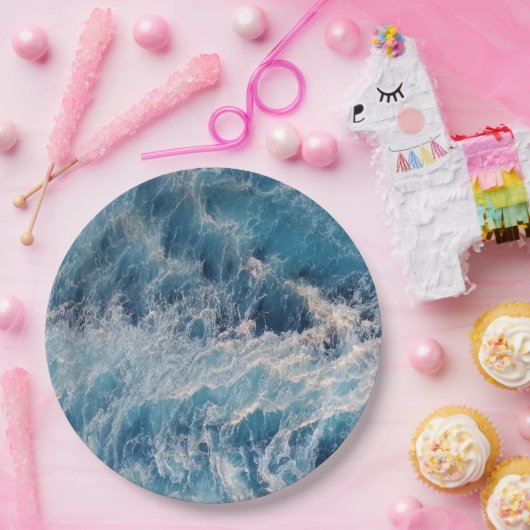 Ocean Blue Waves Papieren Bordje (Feest)