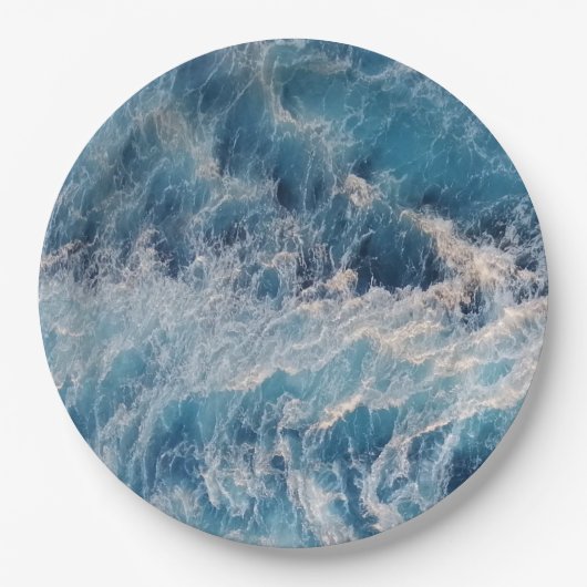 Ocean Blue Waves Papieren Bordje (Voorkant)