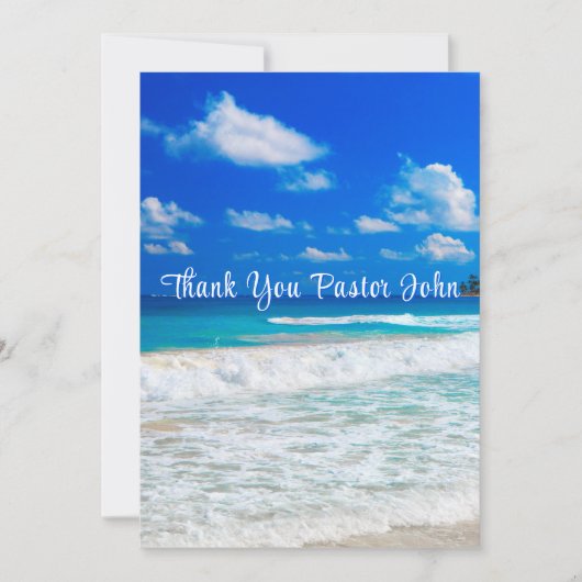 Ocean Blue Waves Pastor Waardering Bedankkaart (Voorkant)