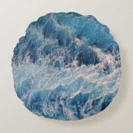 Ocean Blue Waves Rond Kussen