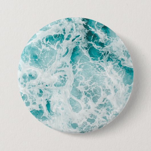 Ocean Blue Waves Ronde Button 7,6 Cm (Voorkant)