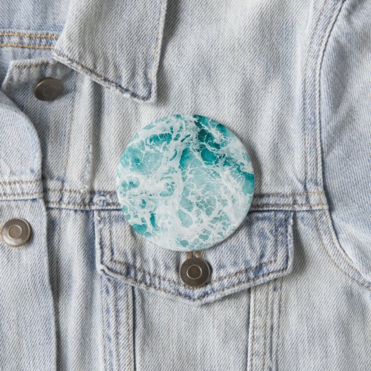 Ocean Blue Waves Ronde Button 7,6 Cm (In situ)