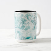 Ocean Blue Waves Tweekleurige Koffiemok (Voorkant rechts)