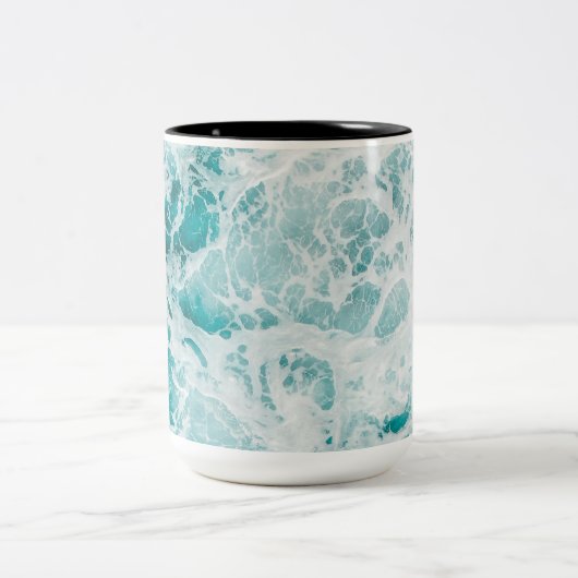 Ocean Blue Waves Tweekleurige Koffiemok (Center)