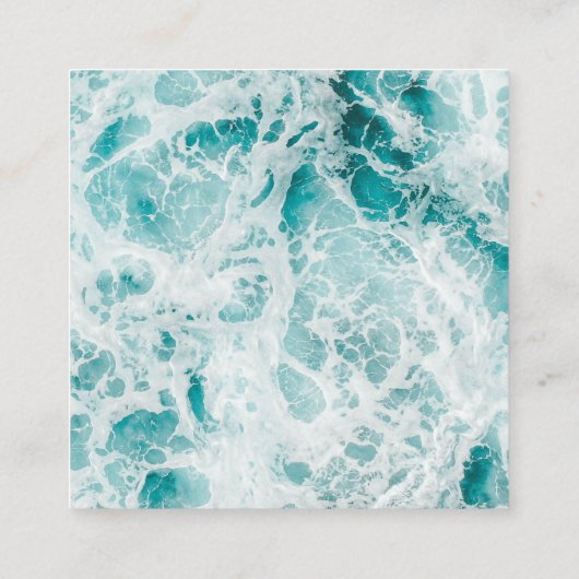 Ocean Blue Waves Vierkante Visitekaartje (Achterkant)