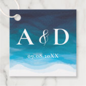 Ocean Blue Waves Waterverf Bruiloft Favor Labels (Voorkant)