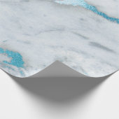 Ocean Blue White Grey Marble Shiny Brushes Cadeaupapier (Hoek)