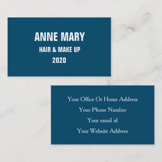 Ocean Blue White Hair en make up Stylish Modern Visitekaartje (Voorkant / Achterkant)
