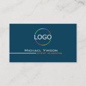 Ocean Blue White met Logo en foto's Professional Visitekaartje (Voorkant)