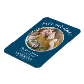 Ocean Blue White Moderne Ronde Foto Save the Date Magneet (Linkerzijde)