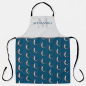 Ocean Blue White Monogram Name Troutatiepatroon Schort (Voorkant)