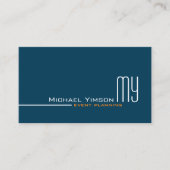 Ocean Blue White Simple met Monogram en Foto Visitekaartje (Voorkant)