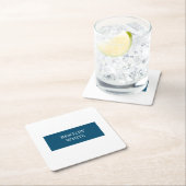 Ocean Blue White Simple Plain Jouw naam Kartonnen Onderzetters (Insitu)