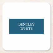Ocean Blue White Simple Plain Jouw naam Kartonnen Onderzetters (Voorkant)
