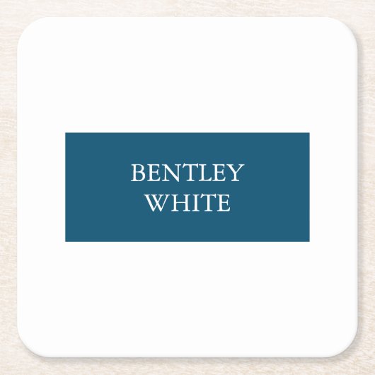 Ocean Blue White Simple Plain Jouw naam Kartonnen Onderzetters (Voorkant)