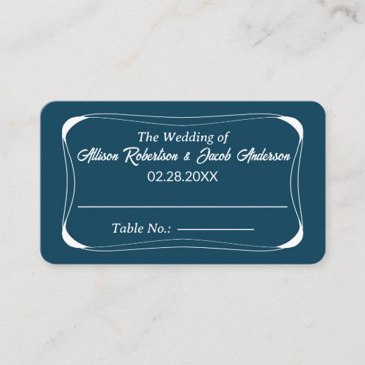 Ocean Blue & White Trouwtafel Nummer plaats kaart Plaatskaartje (Voorkant)