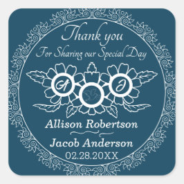 Ocean Blue & White Wedding classic ronde sticker