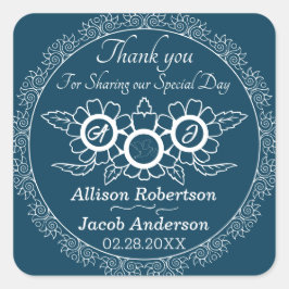 Ocean Blue & White Wedding classic ronde sticker