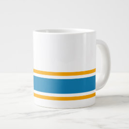 Ocean Blue Yellow Base Racing Stripes op wit Grote Koffiekop