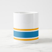 Ocean Blue Yellow Base Racing Stripes op wit Grote Koffiekop (Voorkant)