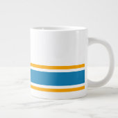 Ocean Blue Yellow Base Racing Stripes op wit Grote Koffiekop (Rechts)