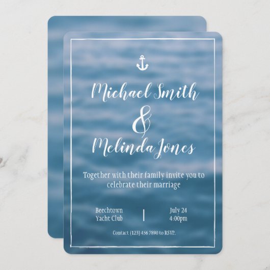 Ocean & Blue Zee Boating Wedding Kaart (Voorkant / Achterkant)