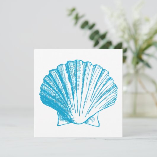 Ocean Blue Zee Shell Luau Reception Invitation Kaart (Staand voorkant)
