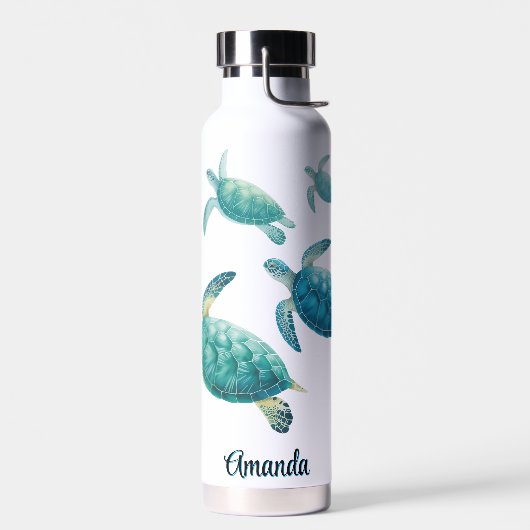Ocean Blue Zee Turtle Trio Waterverf Waterfles (Links)