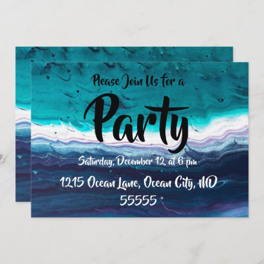 Ocean Blues Abstact Kaart (Voorkant / Achterkant)