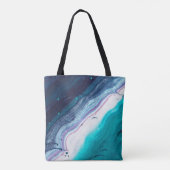 Ocean Blues Abstract Monogram Tote Bag (Achterkant)