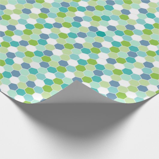 Ocean Blues Honeycomb Geometric Pattern Cadeaupapier (Hoek)