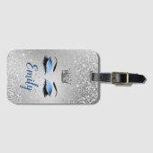 Ocean Blush Blue Fabulous Glitter Eyes Bagagelabel (Voorkant (horizontaal))