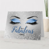 Ocean Blush Blue Fabulous Glitter Eyes Large Kaart (Voorkant)