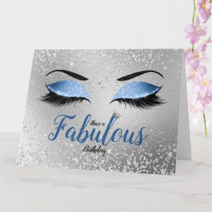 Ocean Blush Blue Fabulous Glitter Eyes Large Kaart