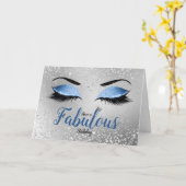 Ocean Blush Blue Fabulous Glitter Eyes Standard Kaart (Gele Bloem)